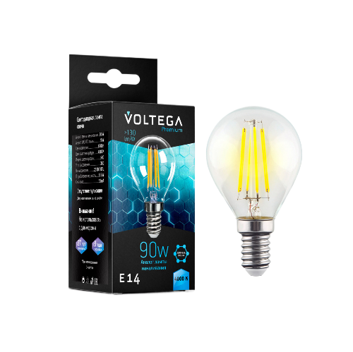Лампа светодиодная Voltega Globe E14 9W Graphen E14 6.5Вт 4000K прозрачная 7137