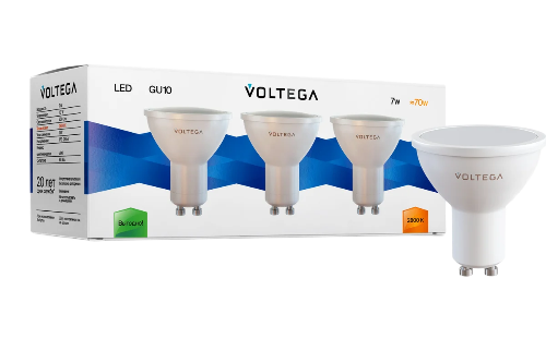 Лампа светодиодная Voltega Simple GU10 7 Вт 2800K матовая 7172 (упаковка 3 штуки)