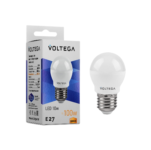 Лампа светодиодная Voltega Simple E27 10Вт 2800K матовая 8455