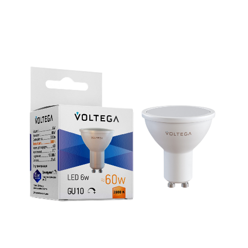 Лампа светодиодная диммируемая Voltega Simple GU10 6Вт 2800K матовая 8457