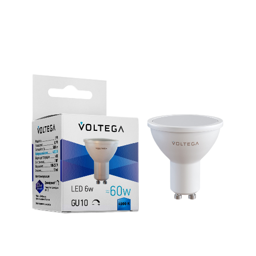 Лампа светодиодная диммируемая Voltega Simple GU10 6Вт 4000K матовая 8458