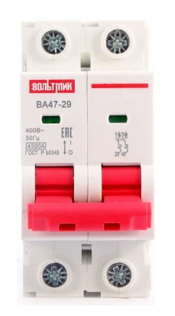 Автоматический выключатель ВТМ (S) ВА 47-29 2р 6А 4,5кА хар.С