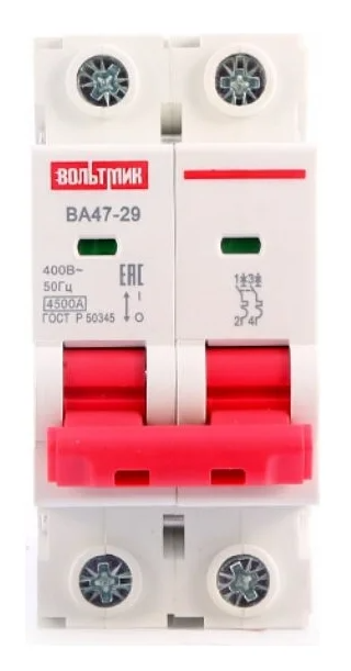 Автоматический выключатель ВТМ (S) ВА 47-29 2р 1А 4,5кА хар.В