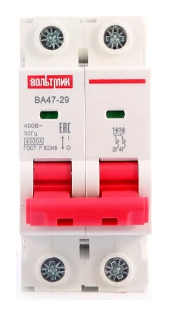 Автоматический выключатель ВТМ (S) ВА 47-29 2р 10А 4,5кА хар.D