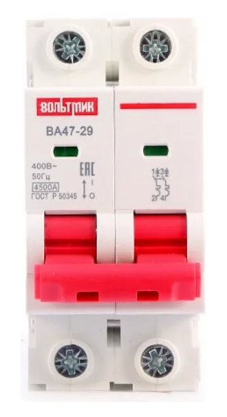Автоматический выключатель ВТМ (S) ВА 47-29 2р 20А 4,5кА хар.D