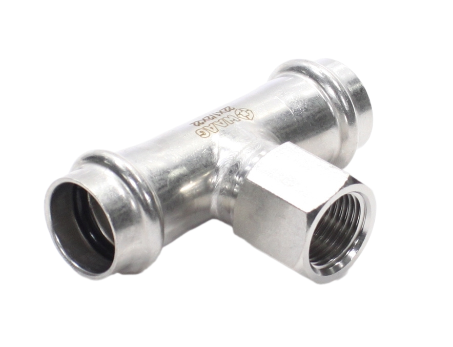 Тройник 22-1/2"-22, WAAG Heavy Inox, пресс-резьба, вн., сталь нержавеющая