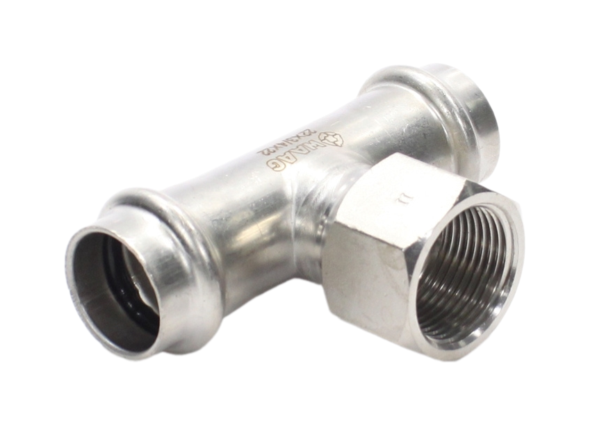 Тройник 22-3/4"-22, WAAG Heavy Inox, пресс-резьба, вн., сталь нержавеющая купить с доставкой по РФ