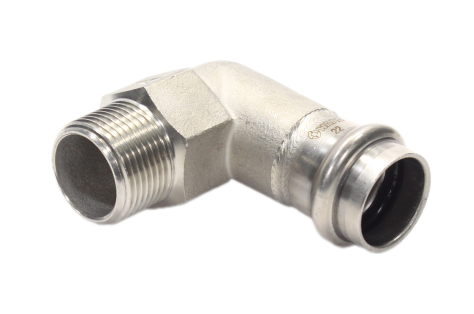 Отвод 90 22-3/4", WAAG Heavy Inox, пресс-резьба, нар., сталь нержавеющая
