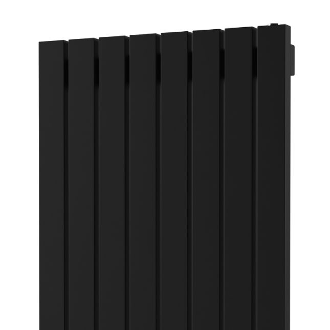 Стальной вертикальный радиатор отопления Warmmet Flat 60V длина 1000 мм секций 4 цвет черный тип подключения: нижнее левое купить с доставкой по РФ