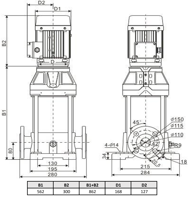 Многоступенчатый насос Wellmix CV 10-9-0-HQCV (3х380В, 3.0кВт, IE3) купить по цене 100045.8 руб.