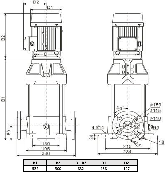Многоступенчатый насос Wellmix CV 10-8-0-HQCV (3х380В, 3.0кВт, IE3) купить по цене 90432 руб.