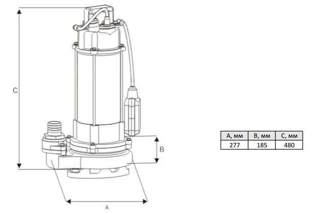 Канализационный насос Wellmix WQD 20-15-1.5 NEW (1500Вт, 1х220В),кабель 10м купить по цене "по запросу"