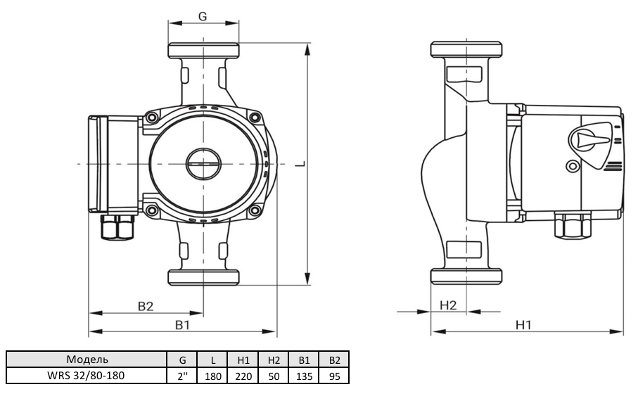 Циркуляционный насос Wellmix WRS 32/80 (180 мм) купить по цене 8249.4 руб.