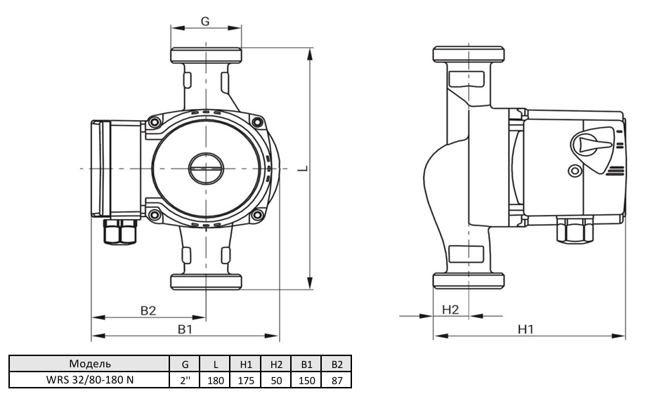 Циркуляционный насос Wellmix WRS 32/80 N (180 мм, корпус - нерж.сталь) купить по цене 15082.2 руб.