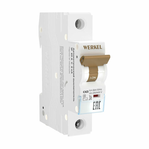 Автоматический выключатель Werkel 1P 63 A C 6 кА купить с доставкой по РФ
