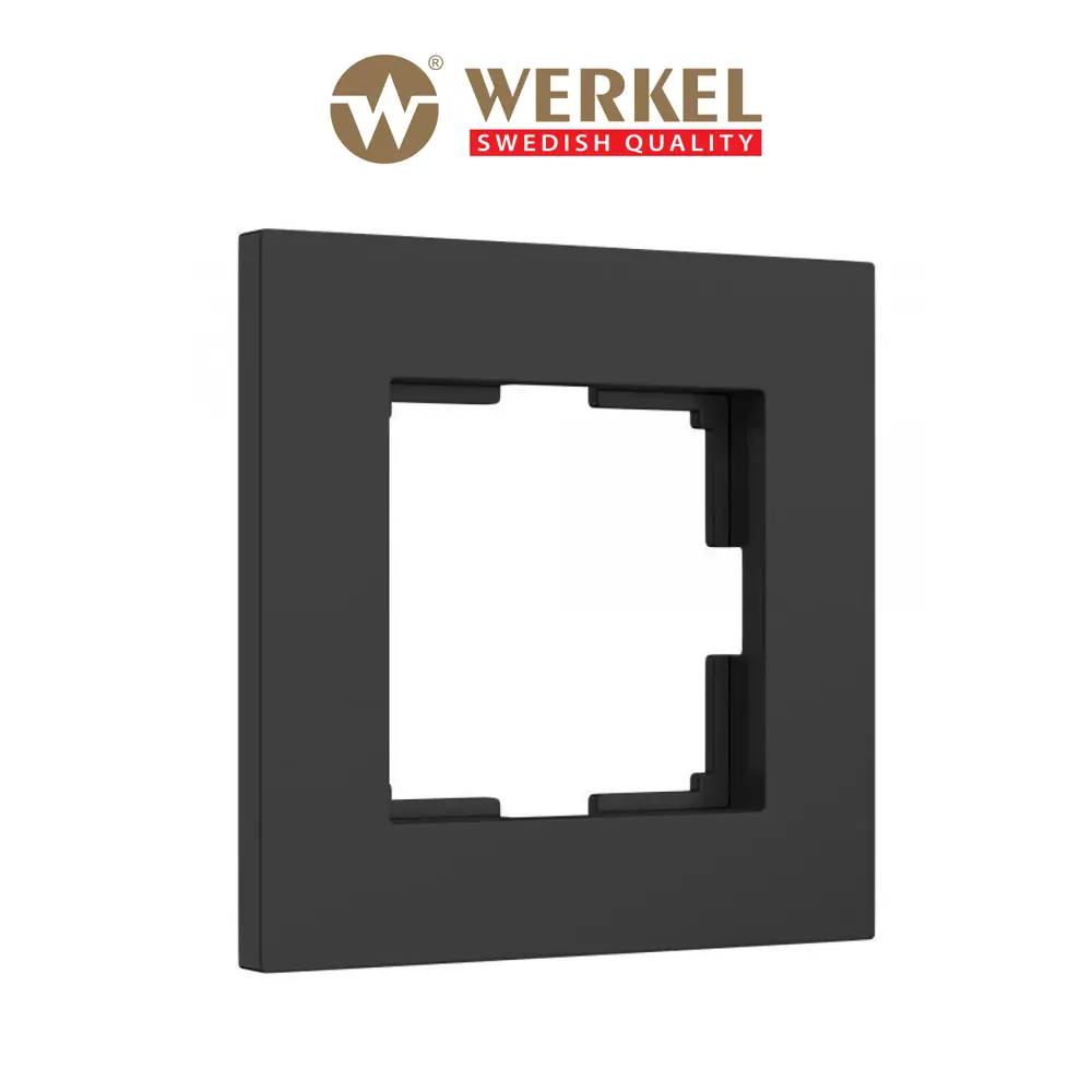 Рамка для розетки и выключателя Werkel 1 пост Slab (черный матовый)