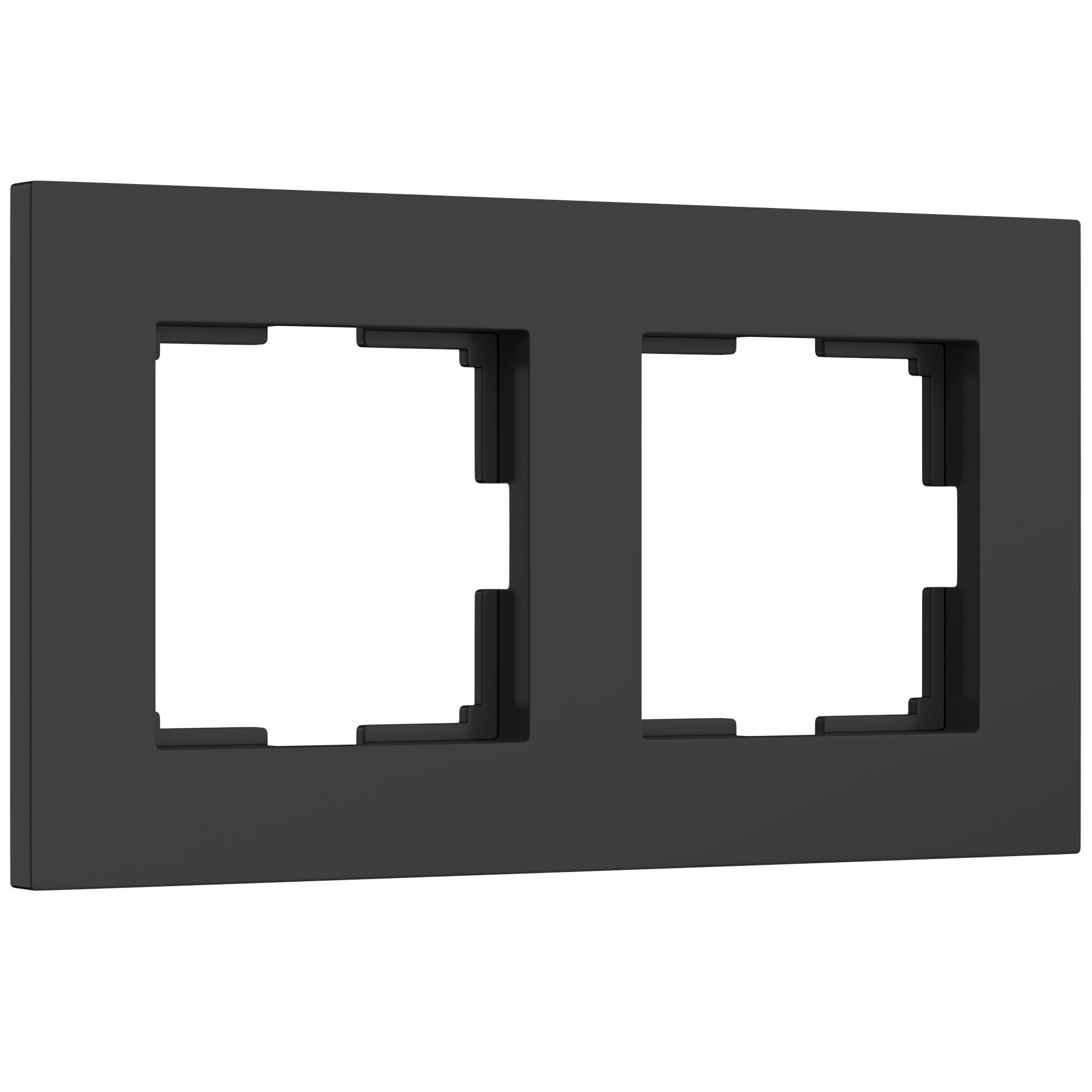 Рамка для розетки и выключателя Werkel 2 поста Slab (черный матовый)