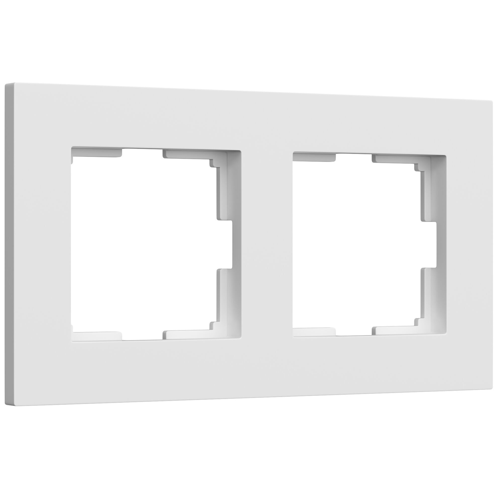 Рамка для розетки и выключателя Werkel 2 поста Slab (белый матовый)