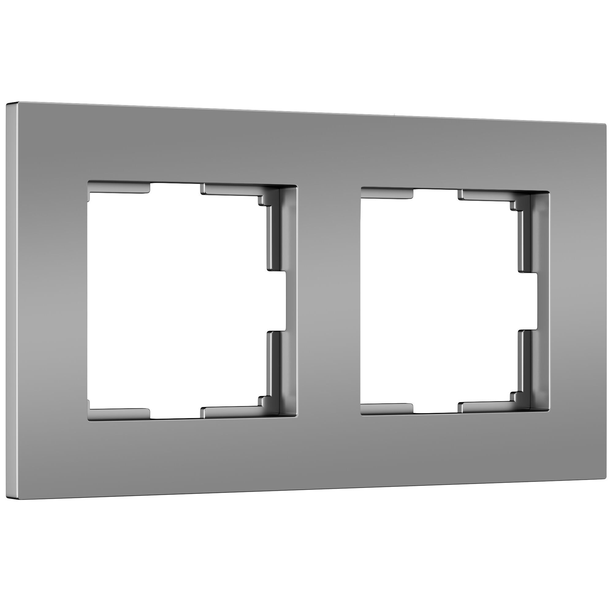 Рамка для розетки и выключателя Werkel 2 поста Slab (серебро матовый)