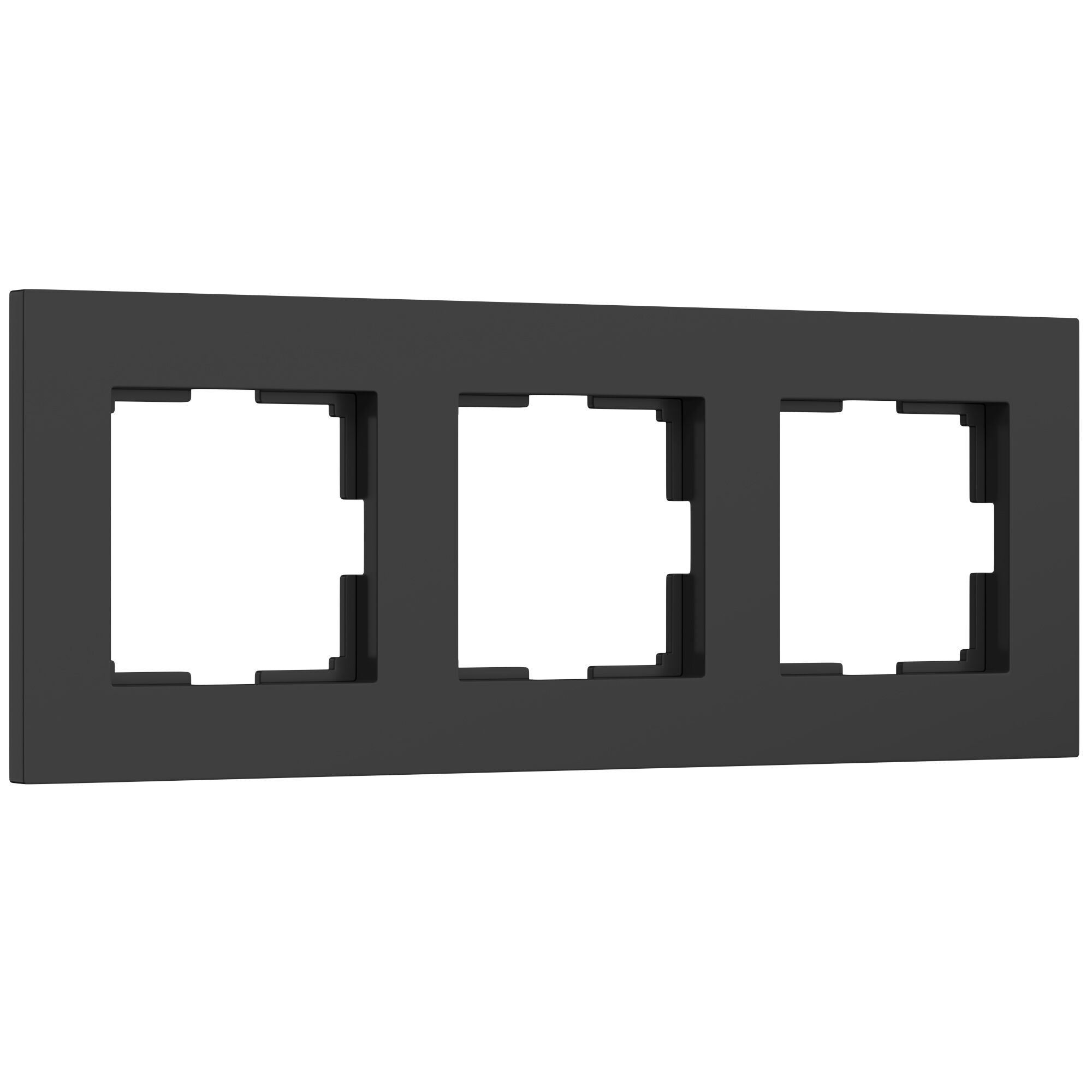 Рамка для розетки и выключателя Werkel 3 поста Slab (черный матовый)