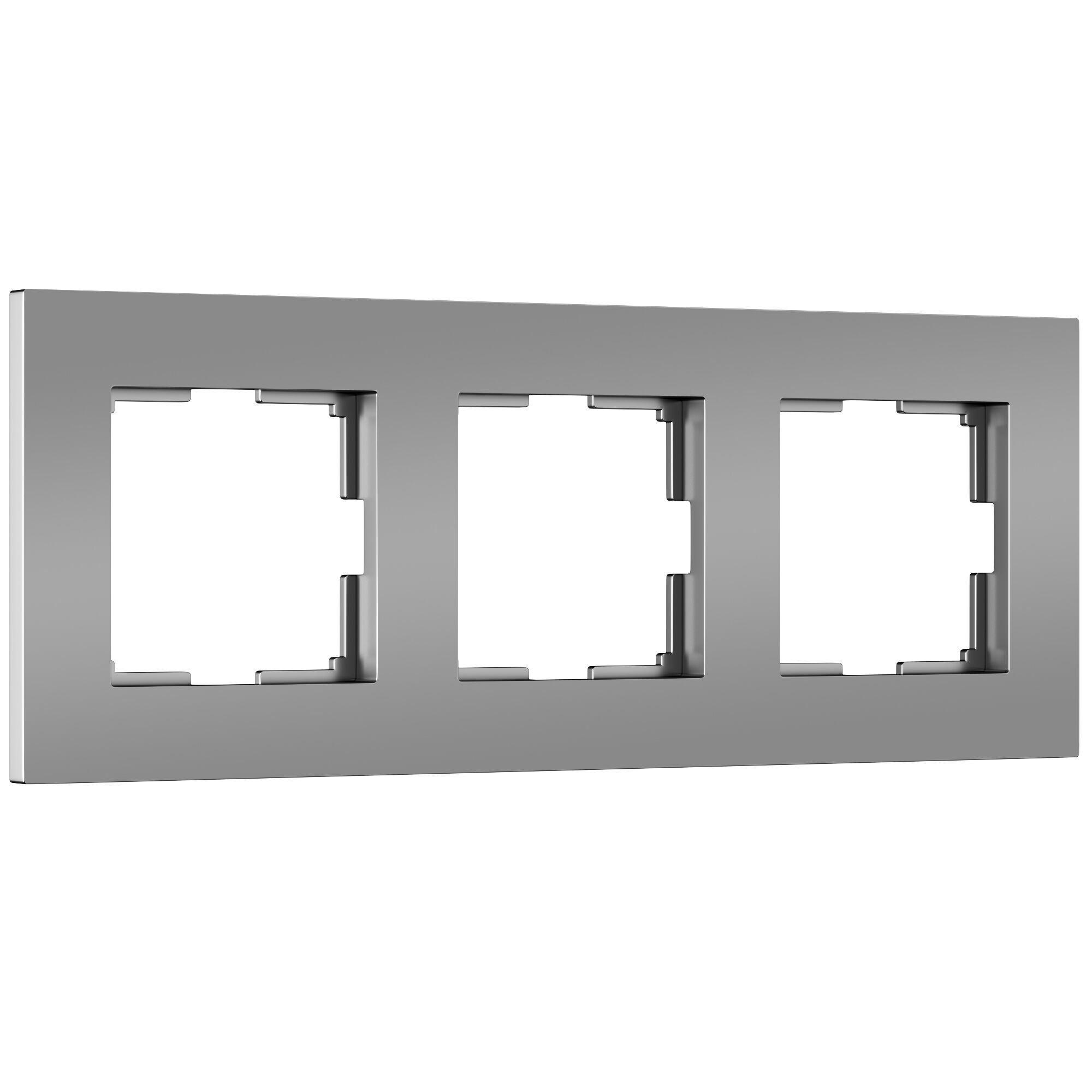 Рамка для розетки и выключателя Werkel 3 поста Slab (серебро матовый)