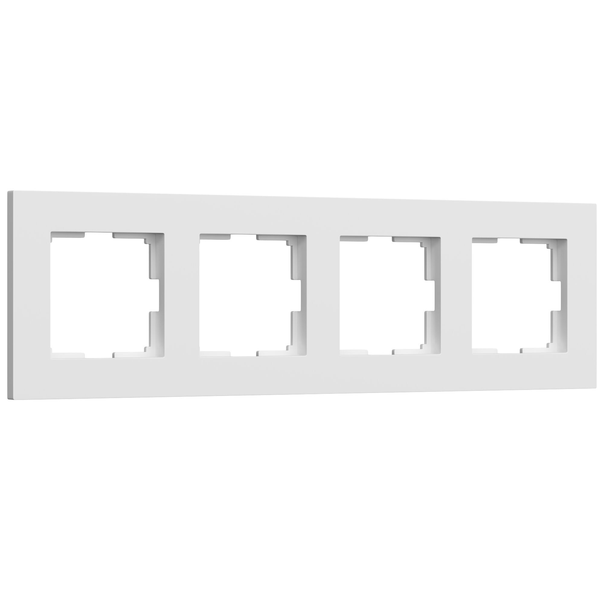 Рамка для розетки и выключателя Werkel на 4 поста Slab (белый матовый)