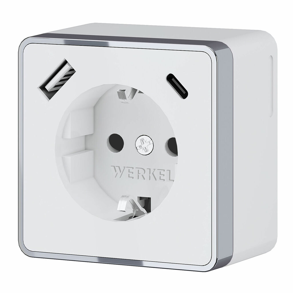 Розетка Werkel с заземлением, шторками и USB тип A+C Gallant (белый) купить с доставкой по РФ