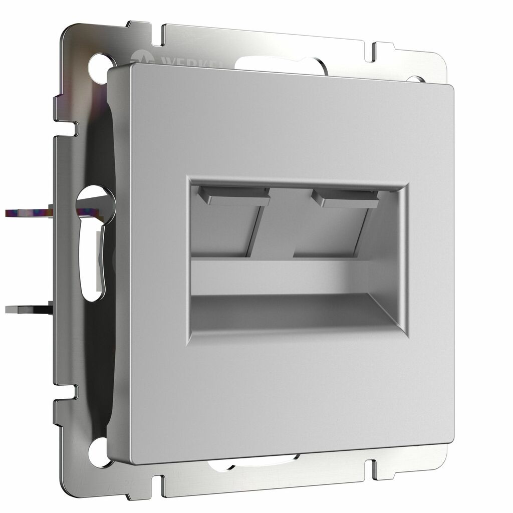 Розетка двойная Werkel Ethernet RJ-45 (серебряный) купить с доставкой по РФ