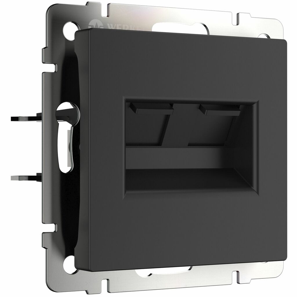 Розетка двойная Werkel Ethernet RJ-45 (черный матовый)