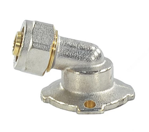Угольник МП обжим латунь Дн16х1/2"х105гр ВР с крепл Aquasfera 7009-01