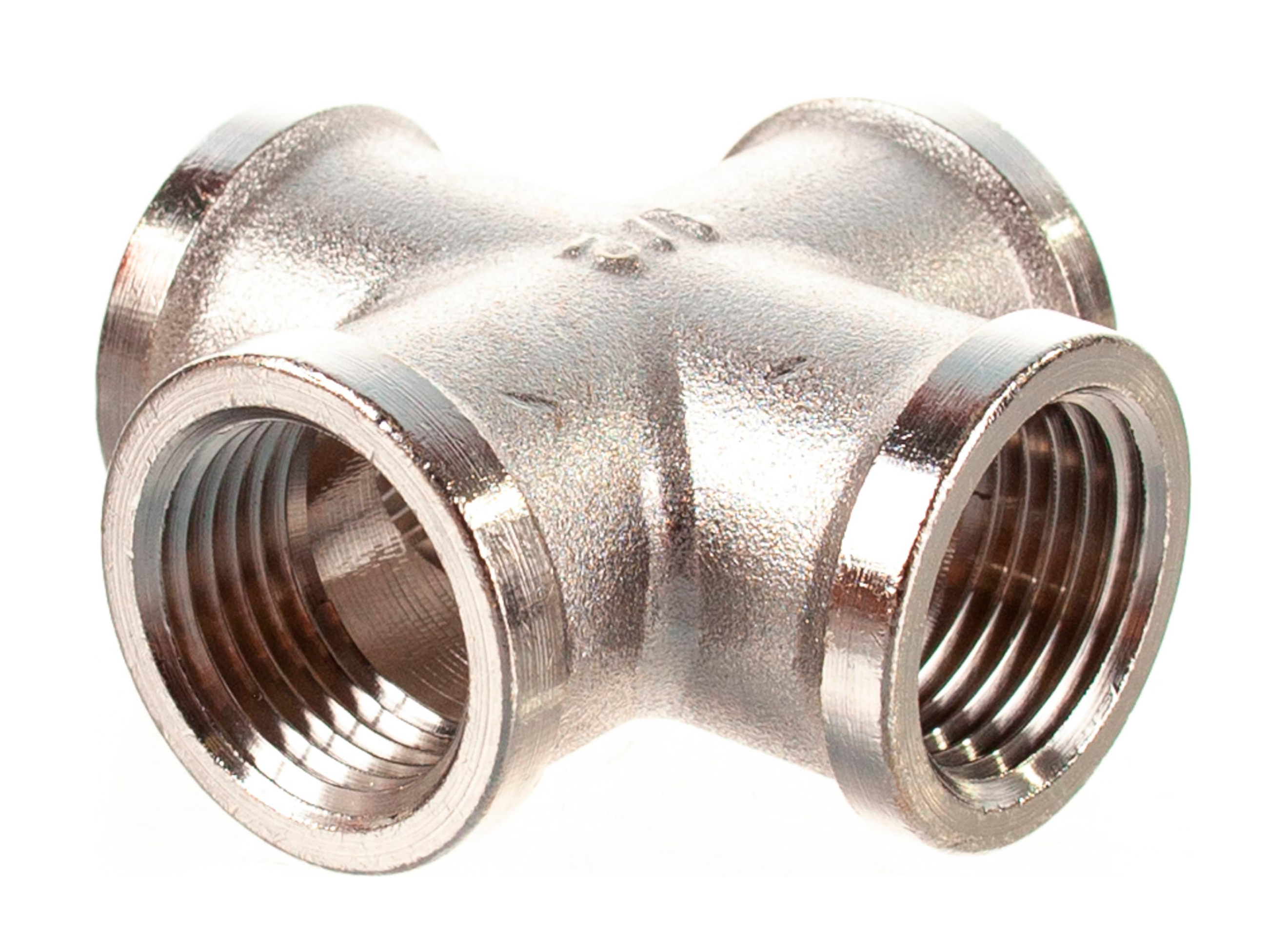 Крестовина General Fittings 2700 1/2"-1/2"-1/2"-1/2" резьба-резьба, вн., латунь никелированная купить с доставкой по РФ