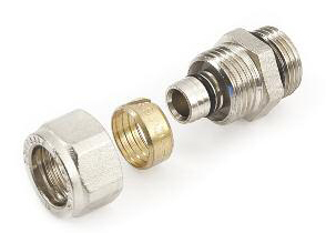 Переходник 32-1 1/4", General Fittings 5300, обжим-резьба, вн., латунь никелированная