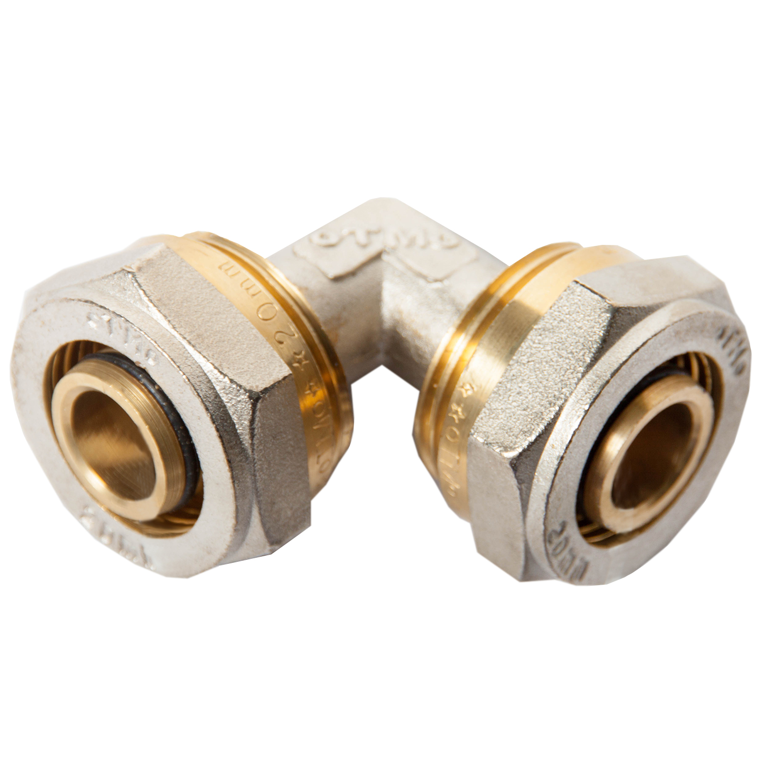 Угольник 32-32 General Fittings 5300 обжим-обжим, латунь никелированная