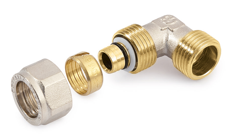 Угольник 16-3/4" General Fittings 5300 обжим-резьба, нар., латунь никелированная
