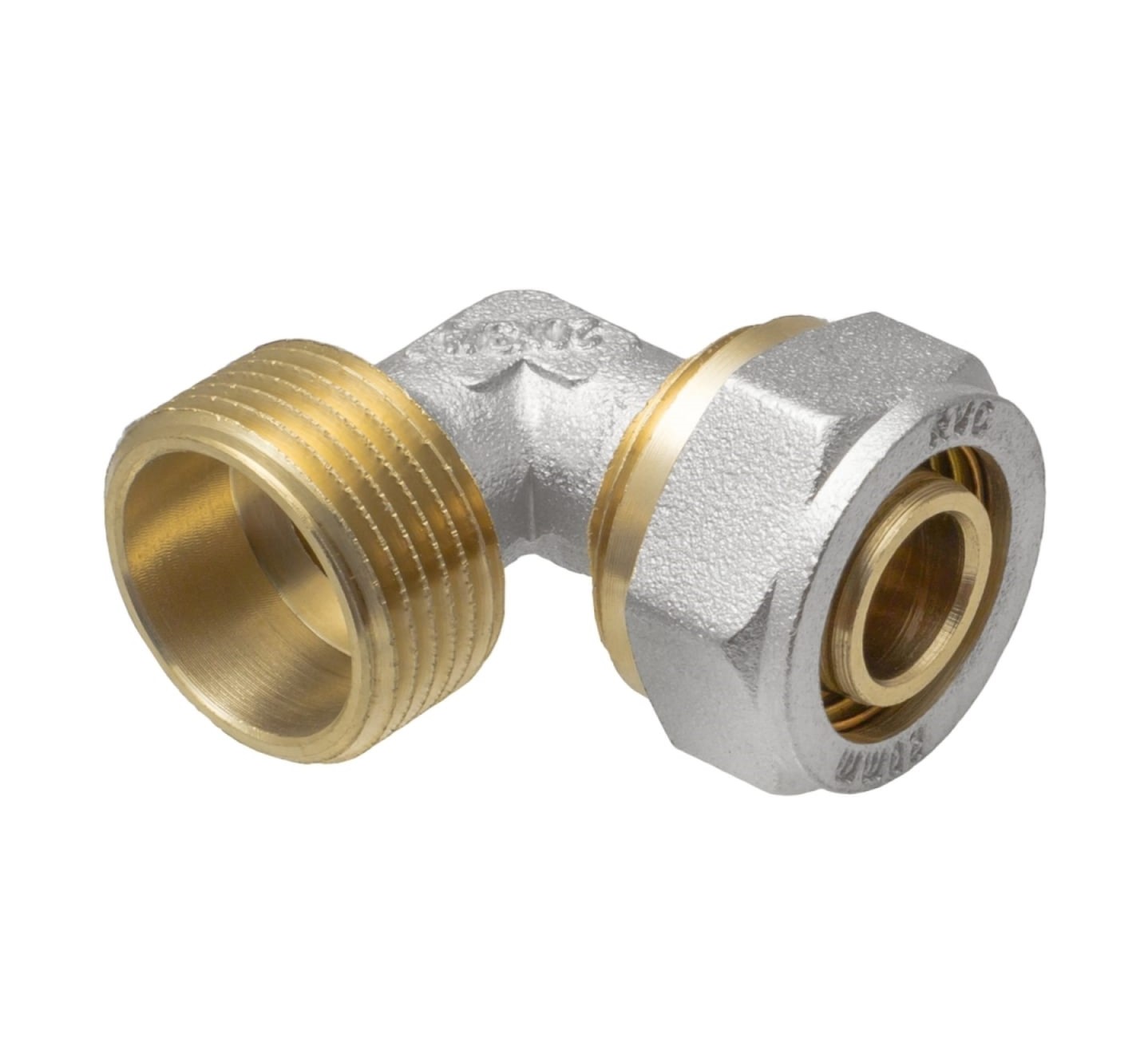 Угольник 26-1" General Fittings 5300 обжим-резьба, нар., латунь никелированная