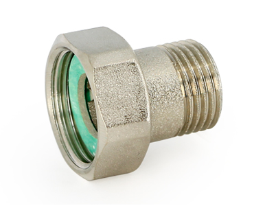 Соединение с накидной гайкой НВ 1/2"x3/4" с плоской прокладкой никелированное