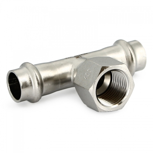 Тройник Uni-fitt пресс-Н 15 х 1/2" х 15, нержавеющая сталь