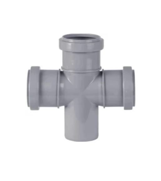 Крестовина PP-H одноплоскостная серая б/н Дн50х50х50х87гр в/к VALFEX 27205050