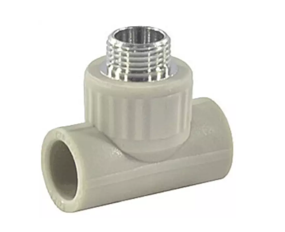 Тройник PP-R серый комбинированный Дн25х3/4" НР VALFEX 10128025Г