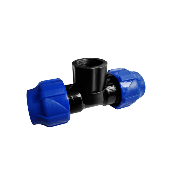 Тройник ПЭ компрессионный Дн40х1 1/2"х40 ВР Ру16 VALFEX 1210014011240