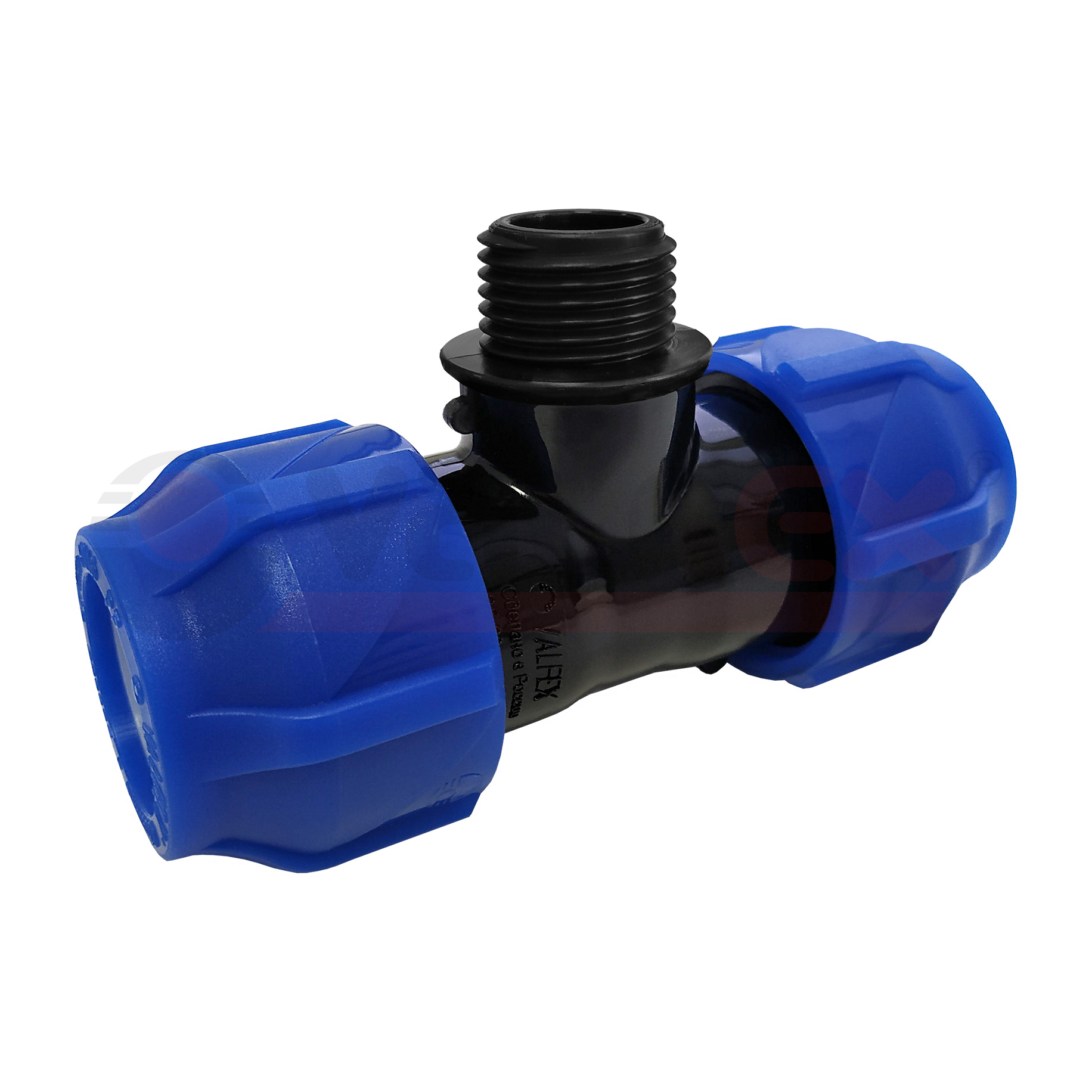 Тройник ПЭ компрессионный Дн40х1 1/4"х40 НР Ру16 VALFEX 1210024011440