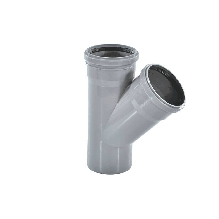 Тройник PP-H серый б/н Дн50х40х45гр переходной в/к VALFEX 22050040