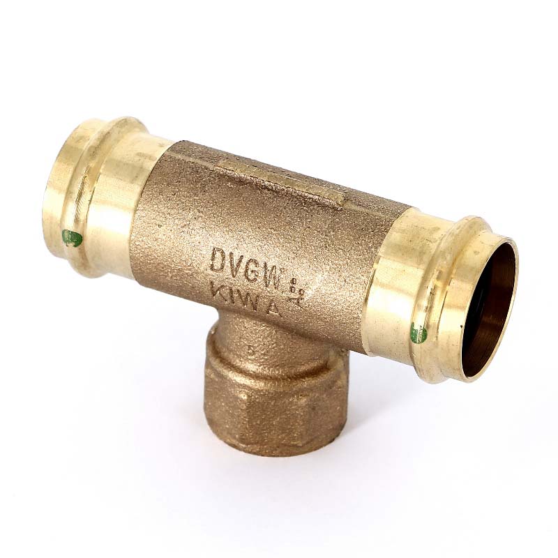 Тройник 35-1/2"-35 Viega Sanpress, 2217.2, пресс-резьба, вн., бронза