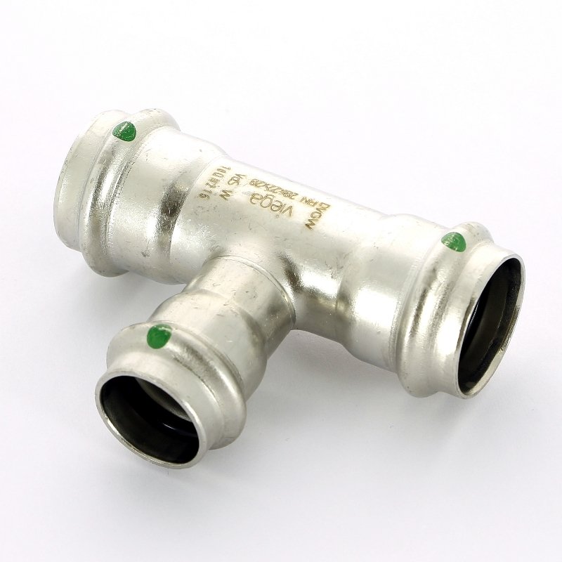 Тройник 22-15-22 Viega Sanpress Inox, 2318, пресс-пресс, сталь нержавеющая