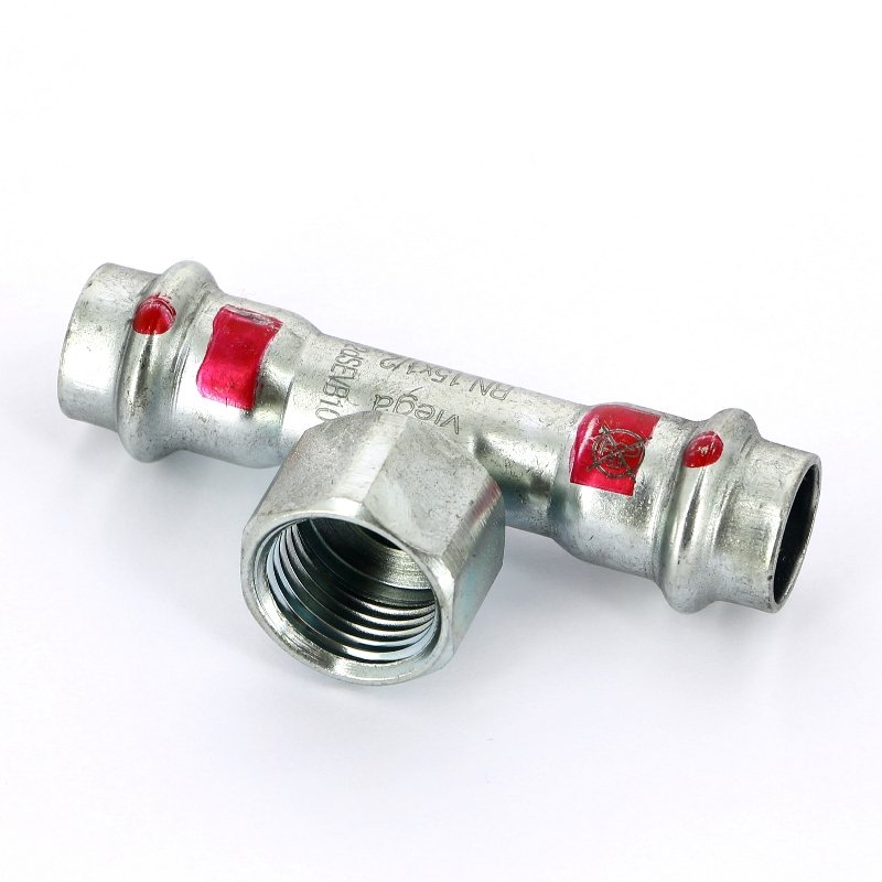Тройник 18-1/2"-18 Viega Prestabo, 1117.2, пресс-резьба, вн., сталь оцинкованная