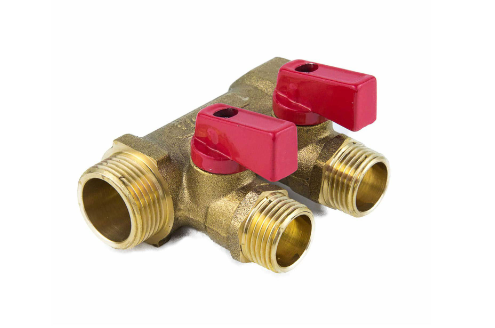 Коллектор лат шар/к красн 3/4" м/р 2в 1/2" н/р 35мм Aquasfera 9026-01