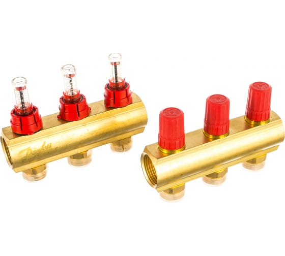 Коллекторы Danfoss FHF-3F с расходомерами для 3 контуров