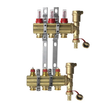 Комплект коллекторов Danfoss FHF-3F set с расходомерами, кронштейнами и воздухоотводчиками, 3 контура