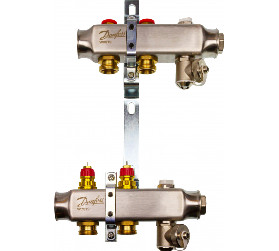 Комплект коллекторов Danfoss SSM-2 с кронштейнами для 2 контуров
