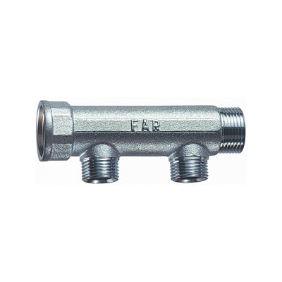Коллектор FAR 1 1/4" (ВР-НР) с 2 отв. 1/2" ВР (межосев. 50 мм)